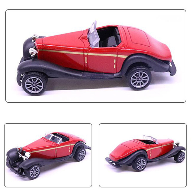 Samochodzik-zabawka klasyczny model pojazdu, czerwony kolor, wykonany ze stopu metali, skala 1:43, długość 10.5 cm - Wianko - 3
