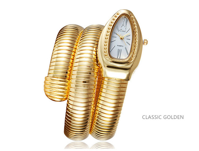 Zegarek damski luksusowy z bransoletką wężową, moda 2021, kwarcowy, złoty - Wianko - 10