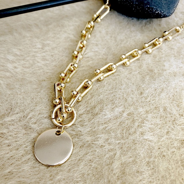 Naszyjnik ze złotym wisiorkiem w kształcie metalowej kuli na gorącym modnym łańcuszku F.J4Z dla kobiet - Wianko - 11