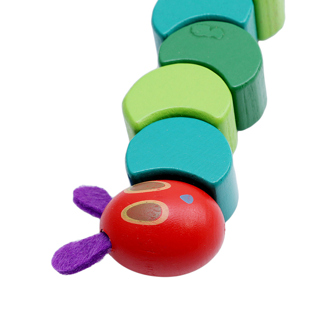 Drewniane elastyczne bloczki The Very Hungry Caterpillar - zabawka edukacyjna dla dzieci (J0058) - Wianko - 6