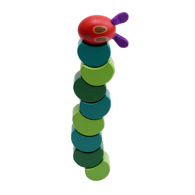 Drewniane elastyczne bloczki The Very Hungry Caterpillar - zabawka edukacyjna dla dzieci (J0058) - Wianko - 3
