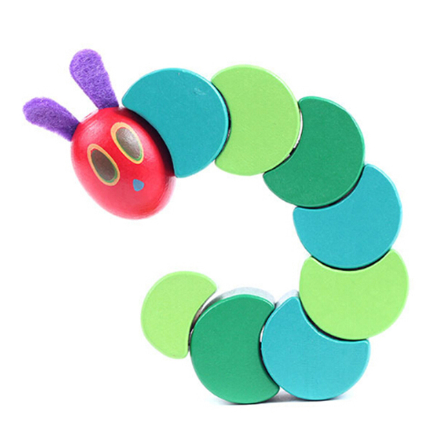 Drewniane elastyczne bloczki The Very Hungry Caterpillar - zabawka edukacyjna dla dzieci (J0058) - Wianko - 4