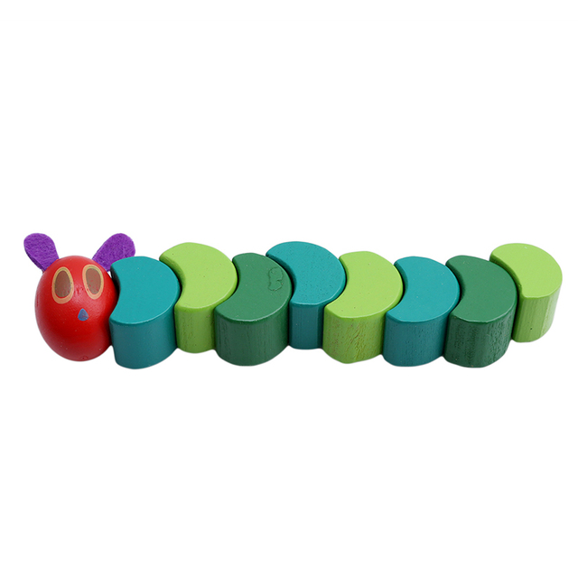Drewniane elastyczne bloczki The Very Hungry Caterpillar - zabawka edukacyjna dla dzieci (J0058) - Wianko - 2