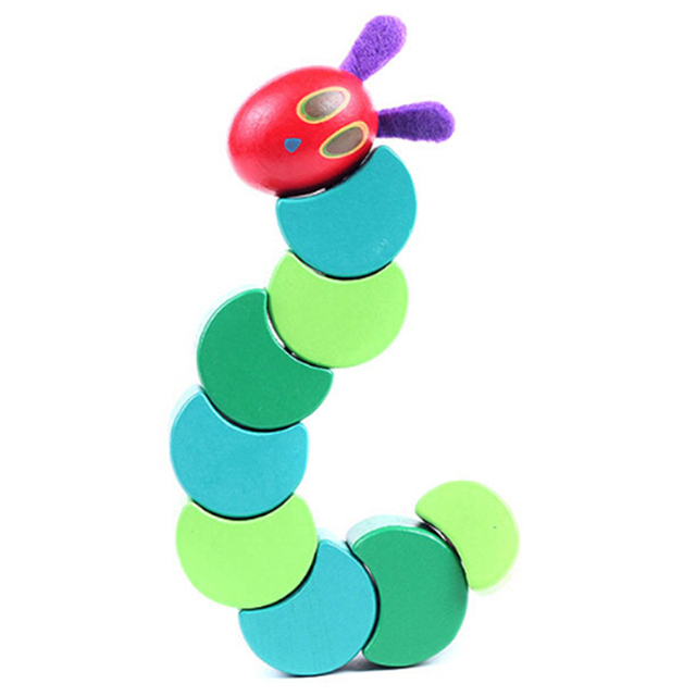 Drewniane elastyczne bloczki The Very Hungry Caterpillar - zabawka edukacyjna dla dzieci (J0058) - Wianko - 5
