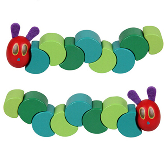 Drewniane elastyczne bloczki The Very Hungry Caterpillar - zabawka edukacyjna dla dzieci (J0058) - Wianko - 1