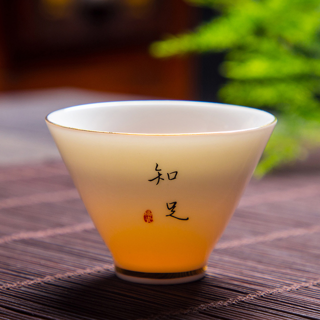 Zestaw 4 filiżanek chińskiej porcelany do kawy i herbaty, dekorowany suet jade - Wianko - 7