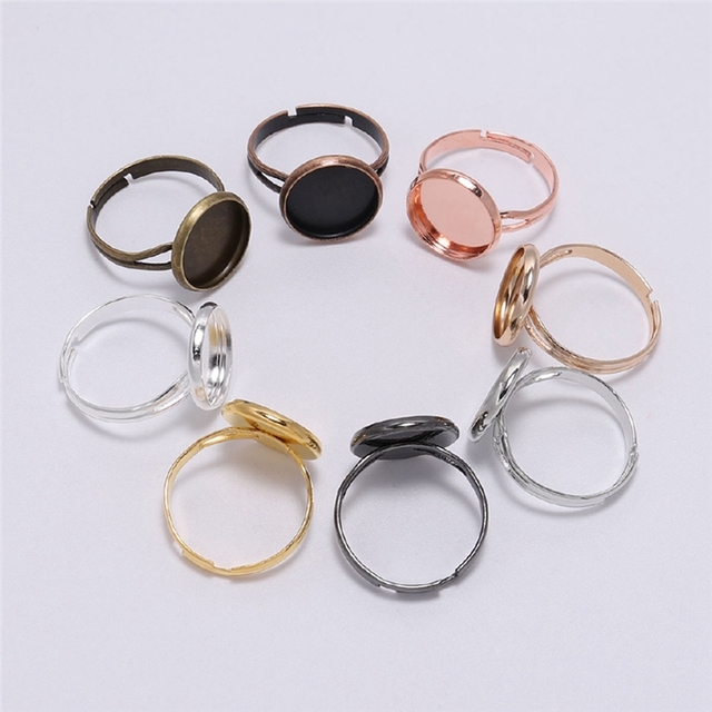 10 sztuk regulowane pierścienie do tworzenia biżuterii 12mm szkło Cabochons DIY akcesoria - Wianko - 3