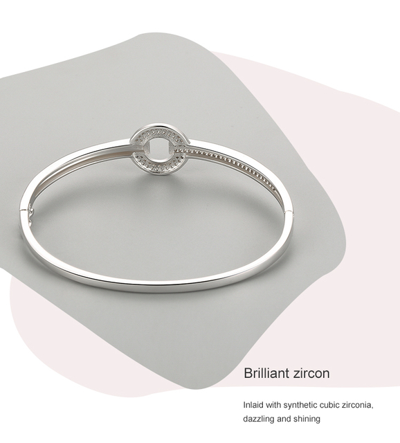 Bransoletka dla kobiet - Ailmay, wykonana z prawdziwego srebra 925, prosta, okrągła, zdobiona czystymi kryształkami CZ - Wianko - 5