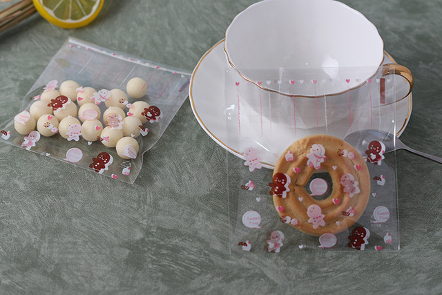 Opakowanie na ciasteczka 100 sztuk Wedding Candy - torba samodzielnie stojąca z uchwytem do Cupcake Biscuit Hand Made DIY, świąteczna, plastikowa - Wianko - 7