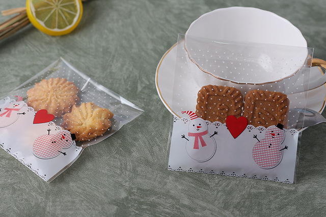 Opakowanie na ciasteczka 100 sztuk Wedding Candy - torba samodzielnie stojąca z uchwytem do Cupcake Biscuit Hand Made DIY, świąteczna, plastikowa - Wianko - 9