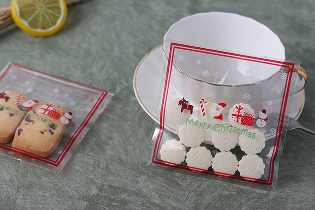 Opakowanie na ciasteczka 100 sztuk Wedding Candy - torba samodzielnie stojąca z uchwytem do Cupcake Biscuit Hand Made DIY, świąteczna, plastikowa - Wianko - 10