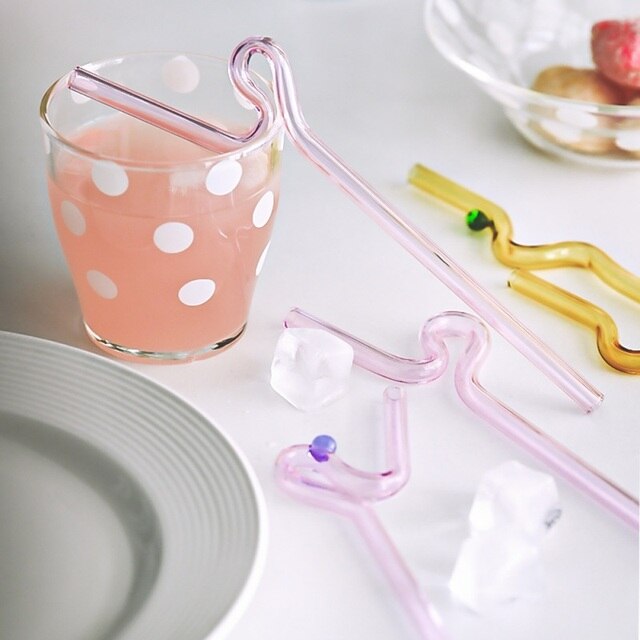 Długi tęczowy kolor szklane słomki wielokrotnego użytku do Smoothie Milkshakes - produkt w kategorii Słomki jednorazowe - Wianko - 3