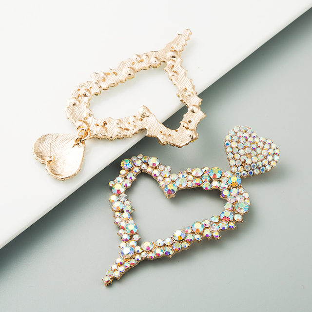 Błyszczące zawieszki charms w kształcie serca z luksusowymi kryształkami - kolczyki wiszące - Wianko - 25