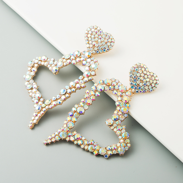 Błyszczące zawieszki charms w kształcie serca z luksusowymi kryształkami - kolczyki wiszące - Wianko - 24