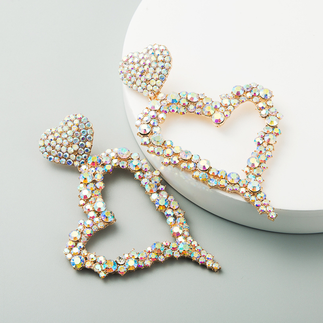 Błyszczące zawieszki charms w kształcie serca z luksusowymi kryształkami - kolczyki wiszące - Wianko - 23