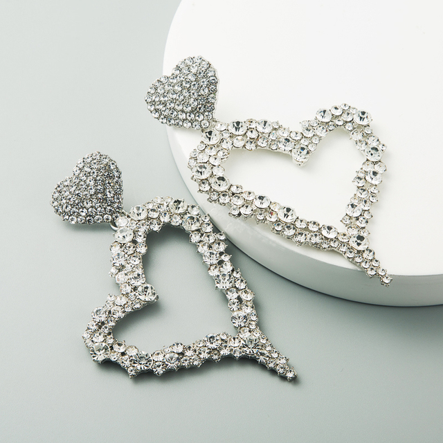 Błyszczące zawieszki charms w kształcie serca z luksusowymi kryształkami - kolczyki wiszące - Wianko - 22
