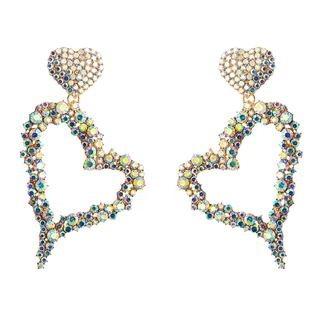 Błyszczące zawieszki charms w kształcie serca z luksusowymi kryształkami - kolczyki wiszące - Wianko - 26