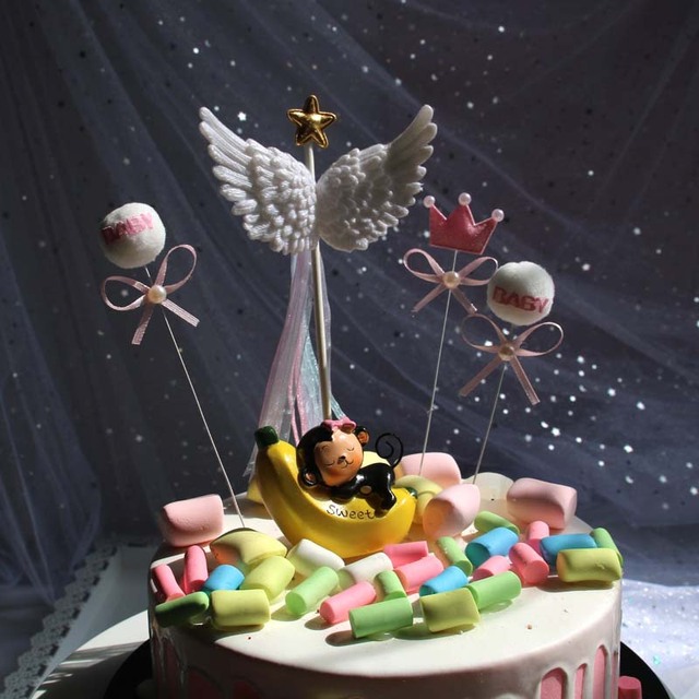 Skrzydła anioła - ozdoba na wierzch tortu do samodzielnego dekorowania - flagi DIY Cupcake - dekoracje tortowe na walentynki, ślub i urodziny - akcesoria do pieczenia - Wianko - 21