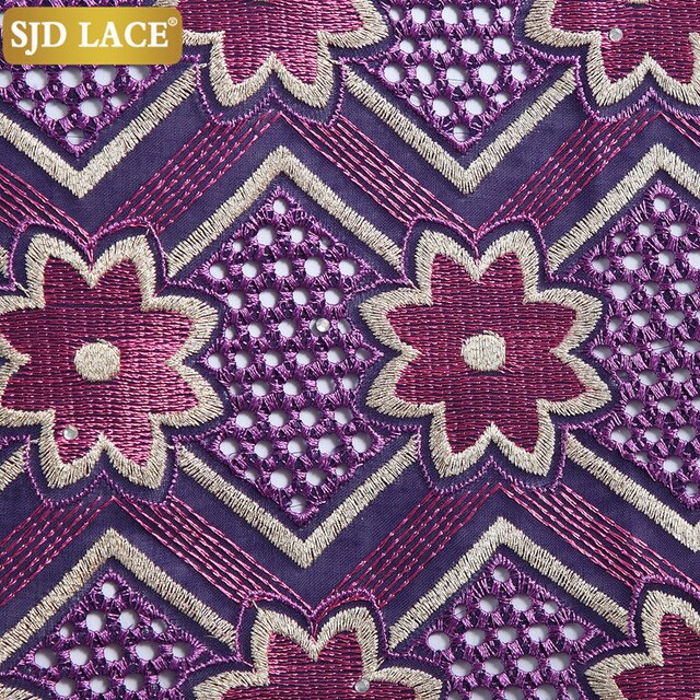 Wysokiej jakości afrkańska koronkowa tkanina SJD z wyszywanymi kamieniami na suknię ślubną - Wianko - 11
