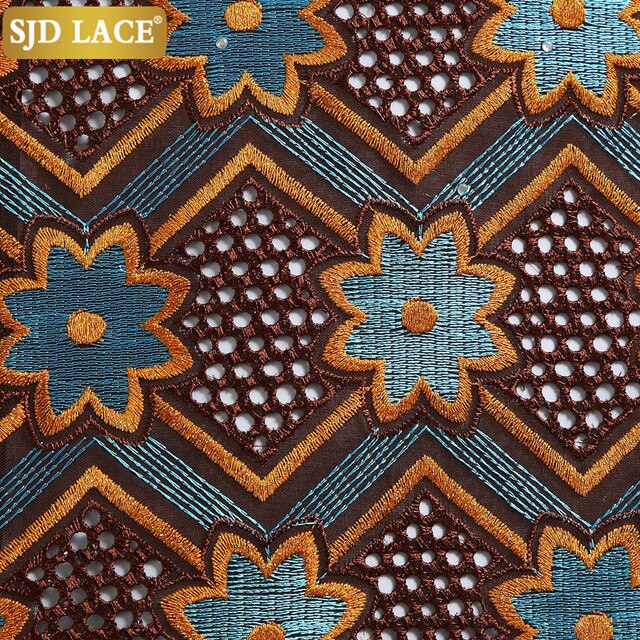Wysokiej jakości afrkańska koronkowa tkanina SJD z wyszywanymi kamieniami na suknię ślubną - Wianko - 13