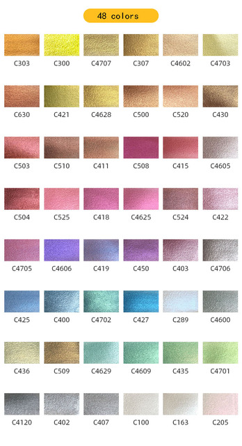 Zestaw akwareli Superior 12/24/48 kolorów stałych, farby metalowe, perłowe pigmenty, przenośna paleta - Wianko - 9