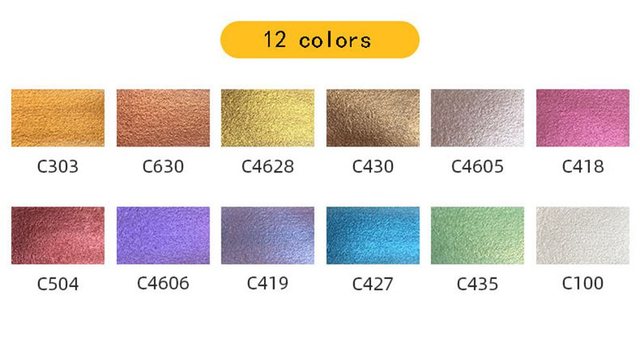 Zestaw akwareli Superior 12/24/48 kolorów stałych, farby metalowe, perłowe pigmenty, przenośna paleta - Wianko - 7