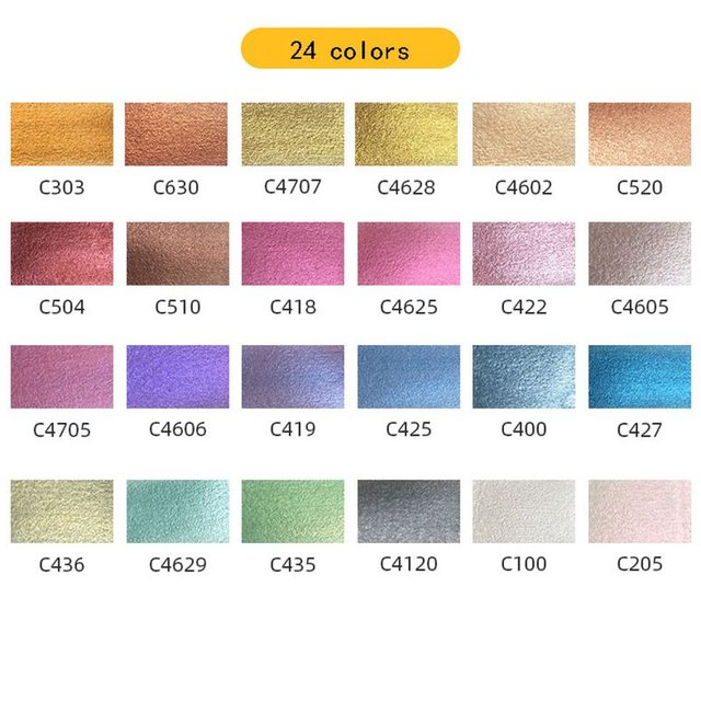 Zestaw akwareli Superior 12/24/48 kolorów stałych, farby metalowe, perłowe pigmenty, przenośna paleta - Wianko - 8