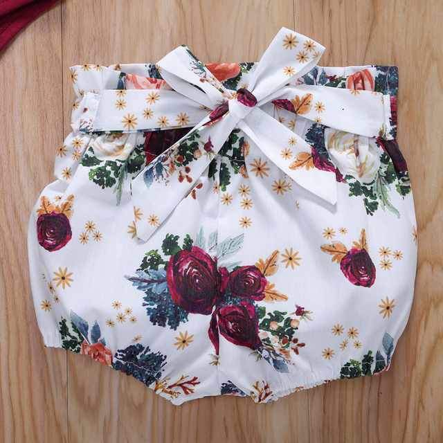 2020 Lato - zestaw ubrań dla malutkiej dziewczynki: body, topy, spodnie, pałąk - kwiatowe serce, szorty - Sunsuit - Wianko - 12