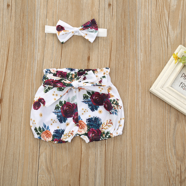 2020 Lato - zestaw ubrań dla malutkiej dziewczynki: body, topy, spodnie, pałąk - kwiatowe serce, szorty - Sunsuit - Wianko - 8