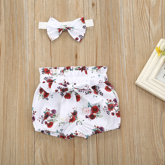 2020 Lato - zestaw ubrań dla malutkiej dziewczynki: body, topy, spodnie, pałąk - kwiatowe serce, szorty - Sunsuit - Wianko - 7