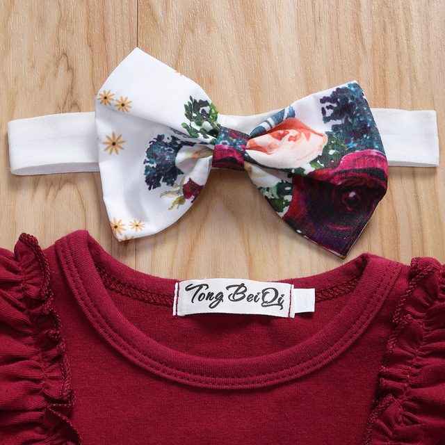 2020 Lato - zestaw ubrań dla malutkiej dziewczynki: body, topy, spodnie, pałąk - kwiatowe serce, szorty - Sunsuit - Wianko - 9