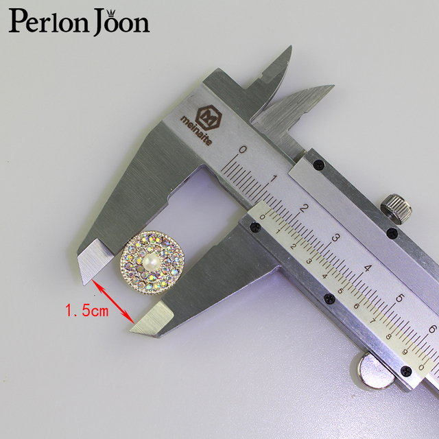 Guziki do sukienek dla kobiet - 10 sztuk 15mm, metalowe, ozdobione perłami i kryształkami, do szykownej odzieży - NK017 - Wianko - 26