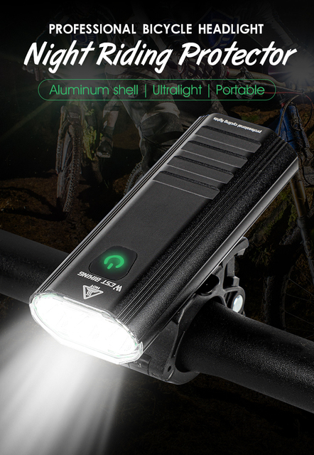 Super jasna latarka rowerowa LED 5200mAh USB WEST BIKING wodoodporna przednia lampa MTB - Wianko - 1