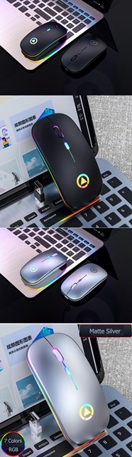 Bezprzewodowa mysz Bluetooth RGB LED, cicha i ergonomiczna, na PC Laptop, komputer Macbook, Xiaomi Redmi - Wianko - 4