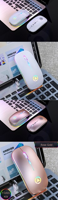 Bezprzewodowa mysz Bluetooth RGB LED, cicha i ergonomiczna, na PC Laptop, komputer Macbook, Xiaomi Redmi - Wianko - 5