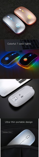 Bezprzewodowa mysz Bluetooth RGB LED, cicha i ergonomiczna, na PC Laptop, komputer Macbook, Xiaomi Redmi - Wianko - 2