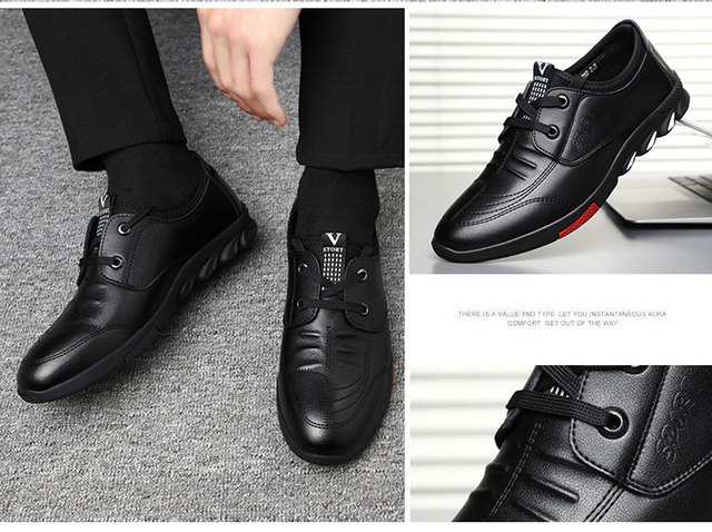 Męskie skórzane buty biznesowe o niskiej cholewce, oddychające, miękkie i wygodne - całoletnia moda - Wianko - 4