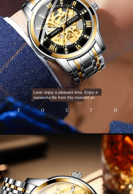 Męski zegarek mechaniczny marki ekskluzywnej, wodoodporny, z funkcją automatycznego nawijania - Wianko - 13