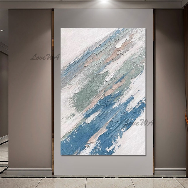 Nowoczesny obraz olejny Home Decoration Art o wysokiej jakości, abstrakcyjny, teksturowany, bezramkowy, idealny do dużego salonu - Wianko - 4