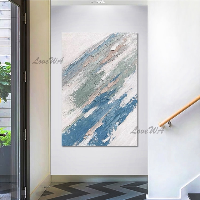 Nowoczesny obraz olejny Home Decoration Art o wysokiej jakości, abstrakcyjny, teksturowany, bezramkowy, idealny do dużego salonu - Wianko - 5