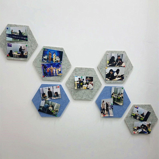Sześciokątne, kolorowe filcowe tkaniny 9 mm - DIY, dekoracja ścian, tablica korkowa, samoprzylepne naklejki 3D - Wianko - 31