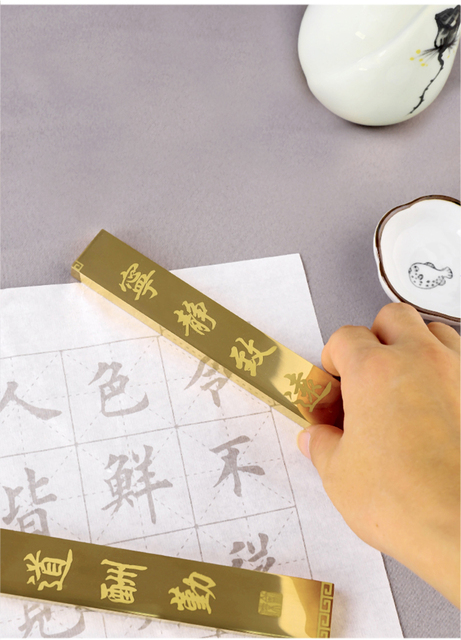 Mosiężne przyciski do papieru - Metalowa kaligraficzna waga papieru z rzeźbą chińskiego obrazu - Wianko - 13