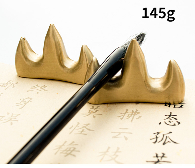 Mosiężna szczotka do pióra z metalowym przyciskiem i chińskim wzorem kaligrafii - Wianko - 5