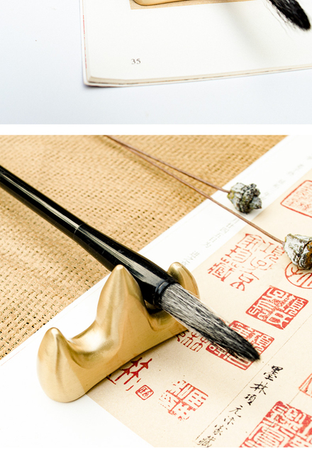 Mosiężna szczotka do pióra z metalowym przyciskiem i chińskim wzorem kaligrafii - Wianko - 10
