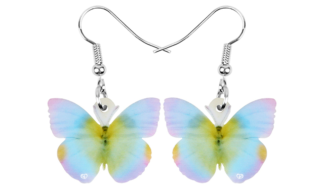 Kolczyki akrylowe z motywem motyla Morphidae - duża wersja, piękne wzory zwierzęce, idealne na lato - Wianko - 3