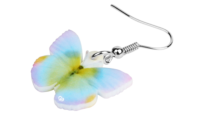 Kolczyki akrylowe z motywem motyla Morphidae - duża wersja, piękne wzory zwierzęce, idealne na lato - Wianko - 1