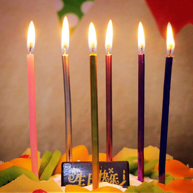Ołówki świece do dekoracji tortów - 6 sztuk, kolorowe, olśniewające, długie, cienkie - Wianko - 4