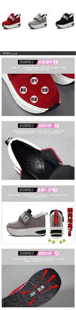 Nowe damskie buty platformowe z ukrytym obcasem, oddychająca i gruba gumowa podeszwa, w kolorze czarnym i czerwonym - Wianko - 2