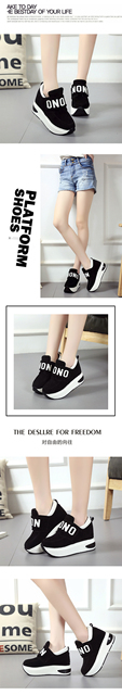 Nowe damskie buty platformowe z ukrytym obcasem, oddychająca i gruba gumowa podeszwa, w kolorze czarnym i czerwonym - Wianko - 3