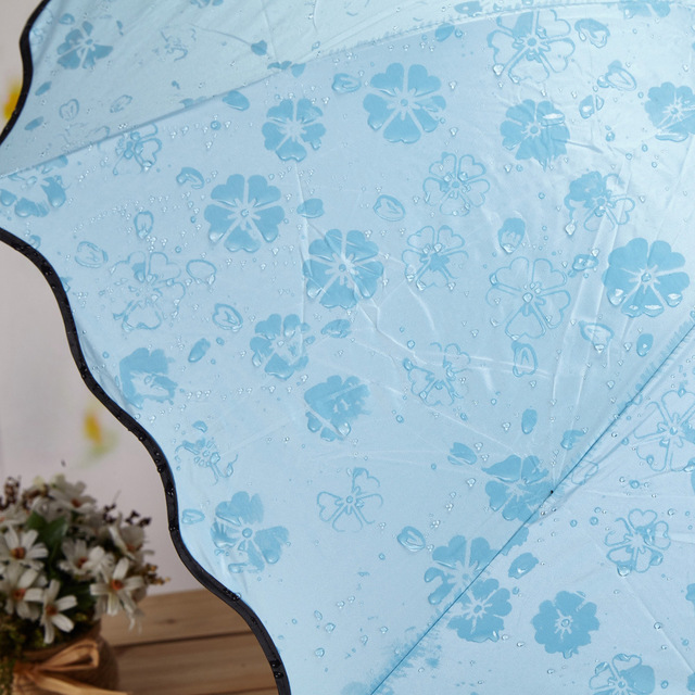 Mini Parasol kreatywności dla kobiet - anty UV, kwitnąca winylowa ochrona przed słońcem z motywem kwiatu Sakura (8 żeber) - Wianko - 2